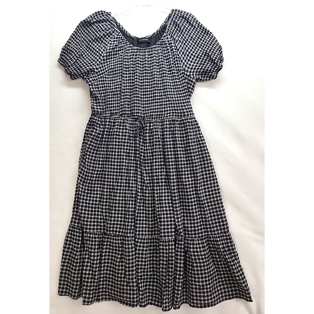 Black and White Plaid Milk Maid Cottagecore Midi Length Dress Sz 26